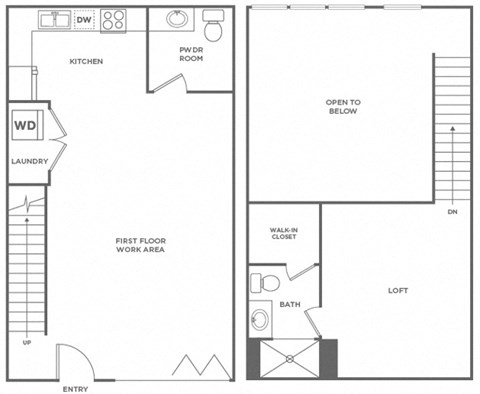 Floor plan for studio, 1 bath, 967 sqft
